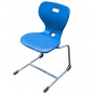 Schülerstuhl, Freischwinger, Gestell RAL 9006 weißaluminium, mit optionalen Aufstuhlschutz 